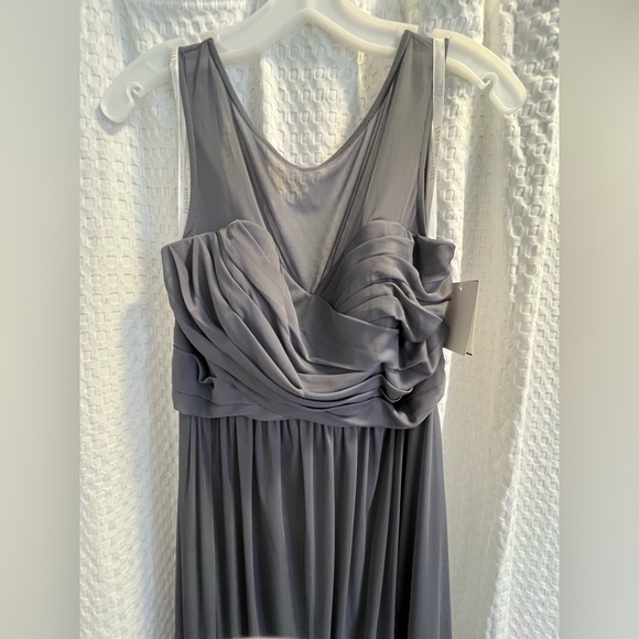 Pewter Gray David’s Bridal Long Illusion Mesh dress - Picture 3 of 7